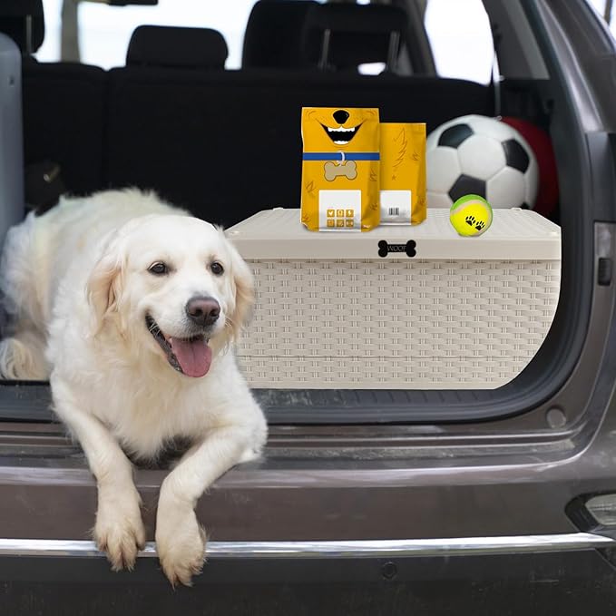 Collapsible Dog Toy Basket,Outdoor Dog Toy Bin wtih Handles,Dog Stuff Organizer Portable,Pet Storage Bin with Cover for Dog Toys Snack,Ideal for Camping,Dog Swimming,RV Trip,Picnic-Medium