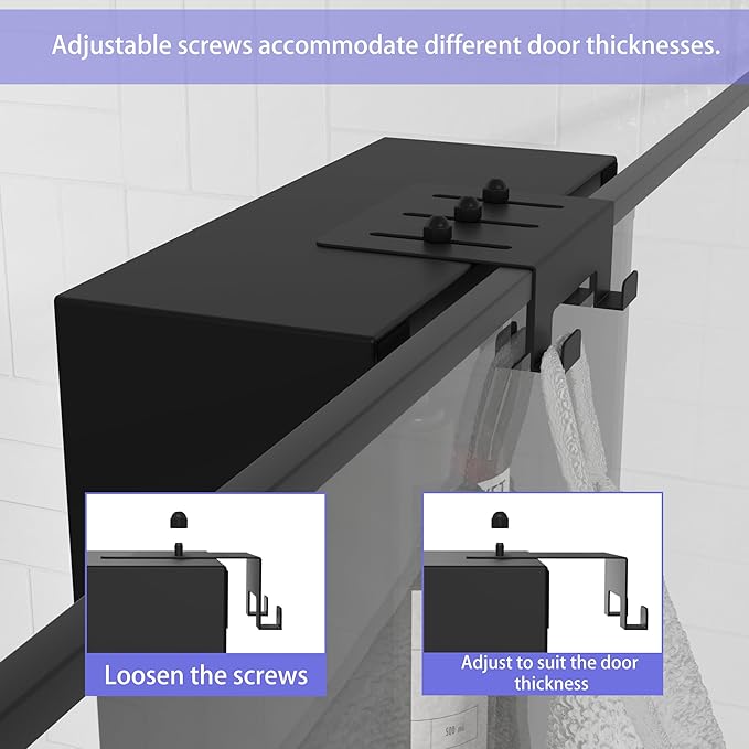Over the Door Shower Caddy Hanging, 3 Tier Stainless Steel Hanging Shower Caddy with 8 Hooks & 4 Suction Cup, Bathroom Organizers and Storage Rack, Bathroom Decor Shelves Holds Shampoo, Towel - Black