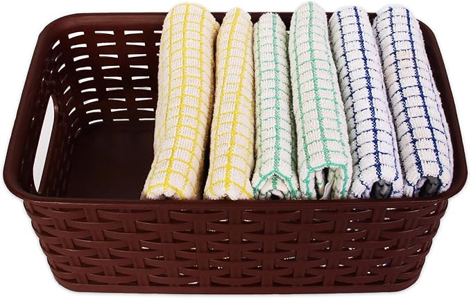 YBM Home Plastic Rattan Storage Box Basket Organizer Ba413 (1, Brown)
