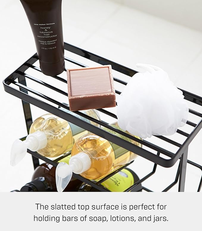 YAMAZAKI Home Tower Bath Rack - Bathroom Shower Storage Holder, Caddy Shelf Organizer - Medium, 17" - Steel - Holds Up To 9 Dispensers