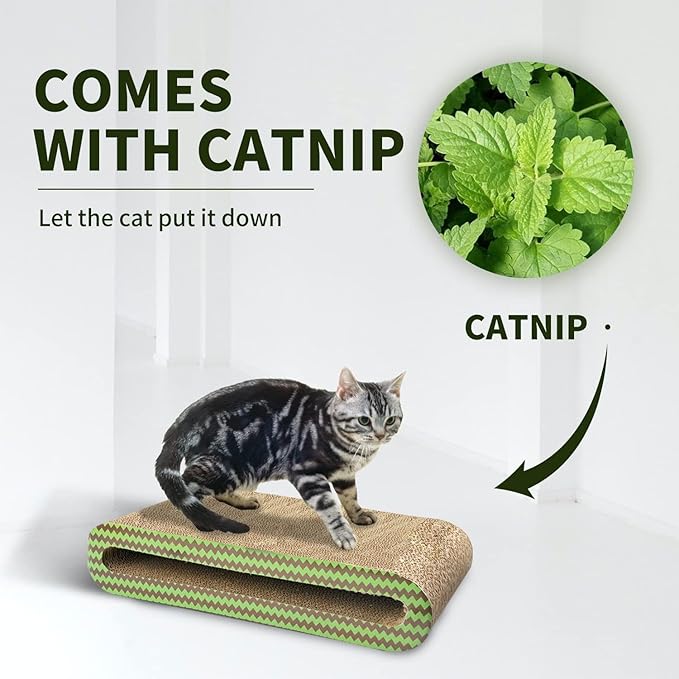 PAWISE Reversible Cat Scratcher Bed – Durable Cardboard Cat Scratch Pad & Lounge Couch, Scratching Board Sofa for Indoor Cats & Kittens, Multi-Purpose Cat Scratcher & Resting Spot