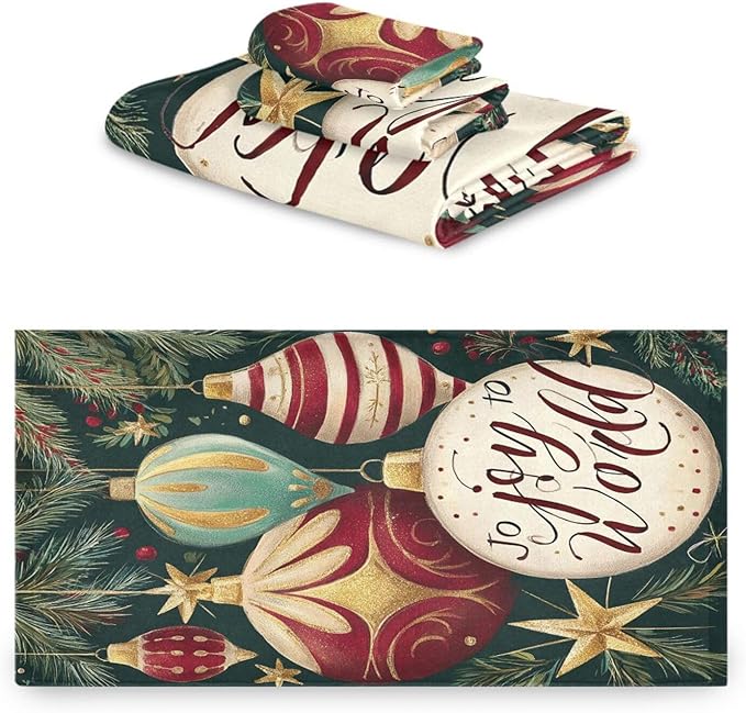 Pfrewn Christmas Winter Towels Set of 3 Holly Ball Ornament Joy Bathroom Towel Soft Absorbent Bath Hand Towels Washcloth Guest Towel Sets Xmas Holiday Decor