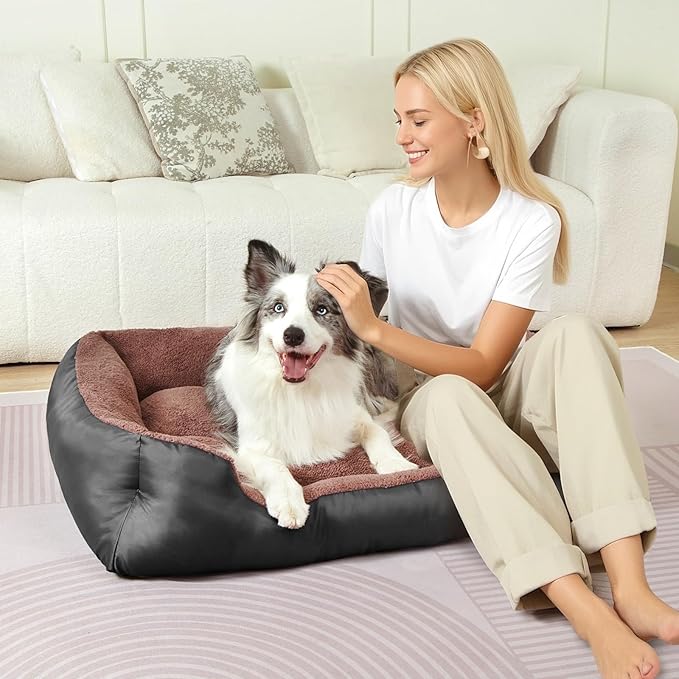 Dog Bed for Small Dogs - Washable Dog beds with Sides, Comfortable and Breathable Pet Couch Bed with Non-Slip Bottom, Black