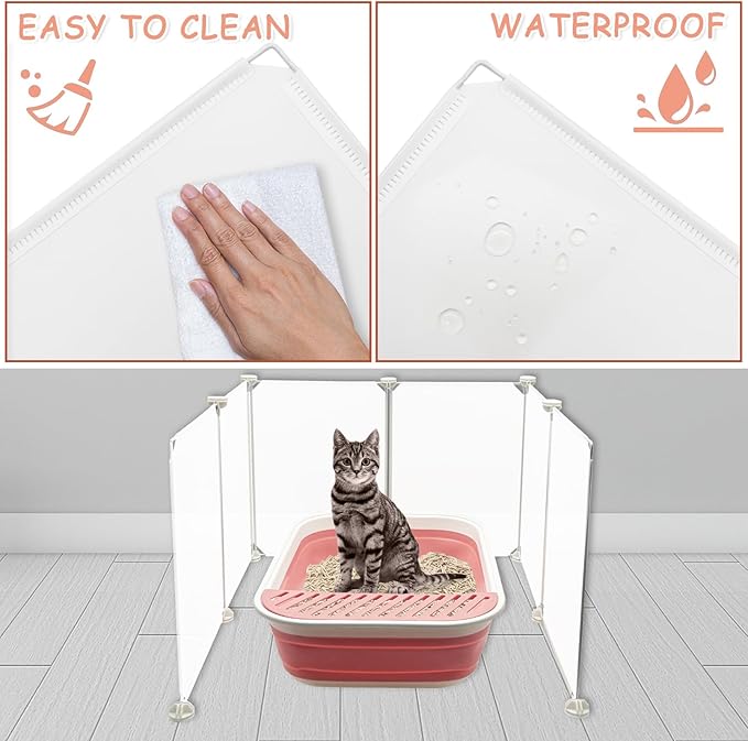 VCEPJH Cat Litter Box Enclosure Splash Guard Extra Large High Wall Pee Shields DIY Privacy Screen for Litterbox Barriers L24 xW22.8xH15.7 in White (Kitty Boxes Not Included)