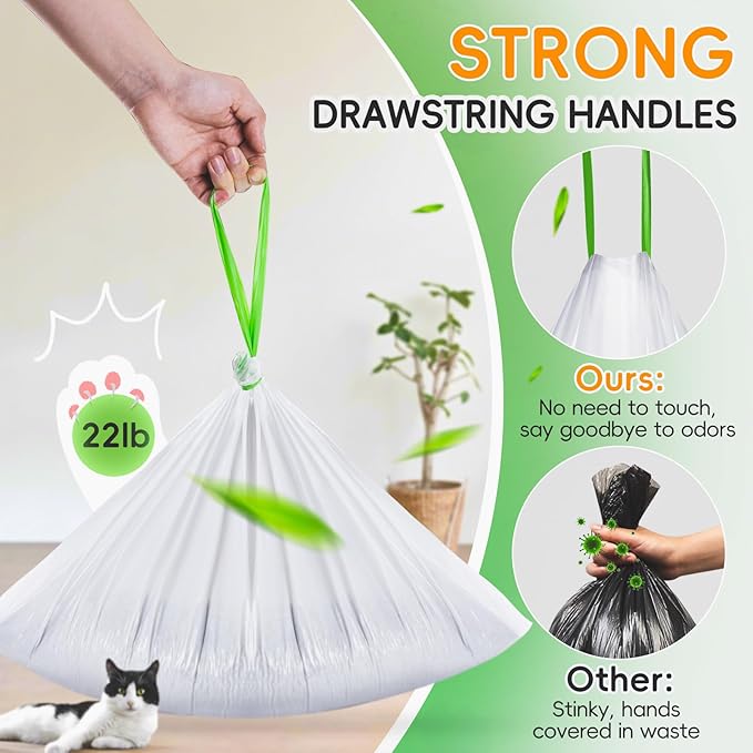 80 Count Self-Cleaning Cat Litter Box Liners Bag, Compatible with Meo Want MW-SC01/SC02/SC09/ SC01-Y,Thick Heavy Duty Drawstring Cats Litters Box Robots Bags Liners,18" x 12.6"