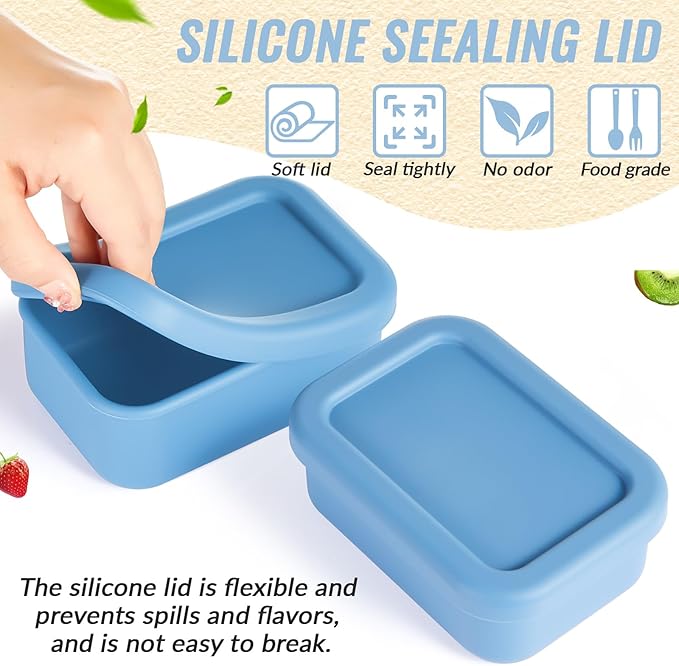 6 Packs Silicone Soup Freezer Molds with Lid Silicone Soup Freezer Trays Rectangle Reusable Food Preserving Tray Freezing Sauces Stews (Dark Blue, High-grade Gray,2 Cup)