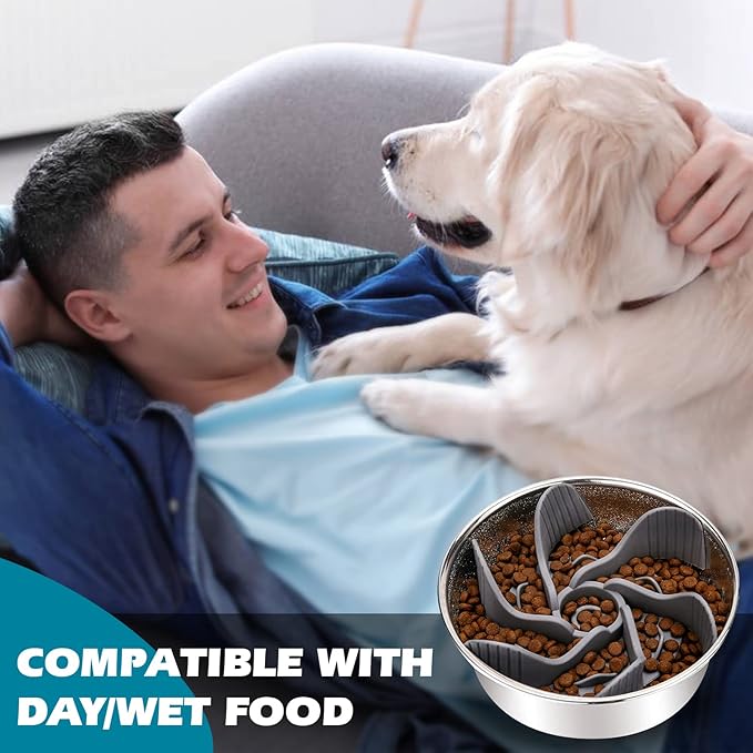 1 Pcs Dog Bowl Slow Feeder Insert, Cuttable, Suction Cups, Cat Dog Feeding Supplies, Most Dogs Bowl or Dish