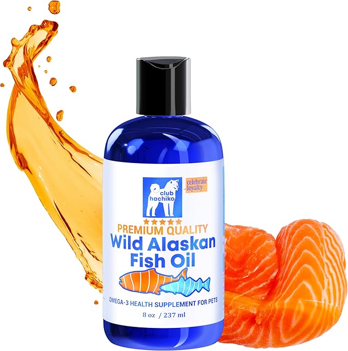 Wild-Caught Alaskan Salmon & Pollock Oil for Dogs – Omega-3 for Itchy Skin, Shedding, Allergies & Joint Support – NASC Certified – 8oz Liquid Food Topper | Club Hachiko