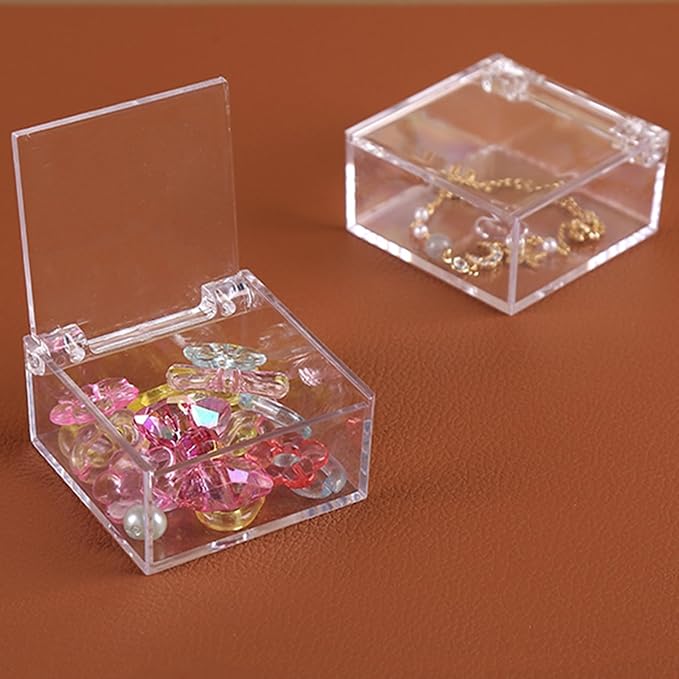 Acrylic Box with Lid Small Clear Boxes for Display Kitchen Storage Stackable Freezer and Fridge Organizer Lidded Bin Clear Display Case Gift Wrap Box with Hinge Lid