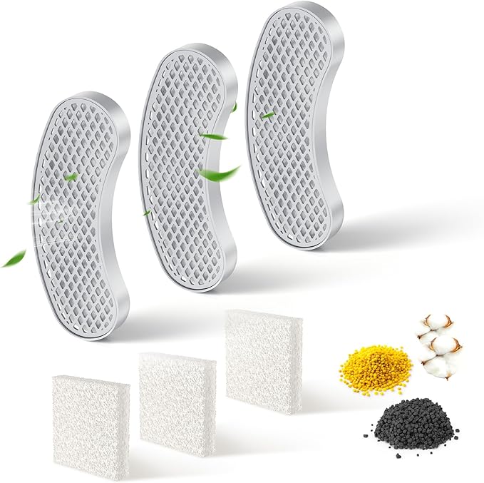 3-Pack Filters Replacement & 3-Pack Pre-Filter Sponges for 9~12 Weeks Usage, Compatible with All Petlipo Water Fountain for Cats Dogs