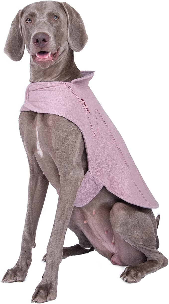 VIVAGLORY Dog Fleece Coat Warm Jacket with Hook and Loop Fastener, Easy to Take on and Off, Winter Vest Sweater for Small Medium Large Dogs Puppy Windproof Clothes for Cold Weather, Pink, XL