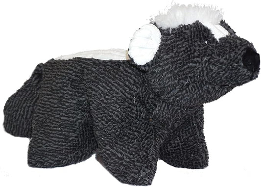 HuggleHounds Plush Dog Toy - Fuzzy Dog Toy, Soft Fleece, Interactive Durable Stuffed for Small and Large Breeds with Squeaker - Squooshie Skunk
