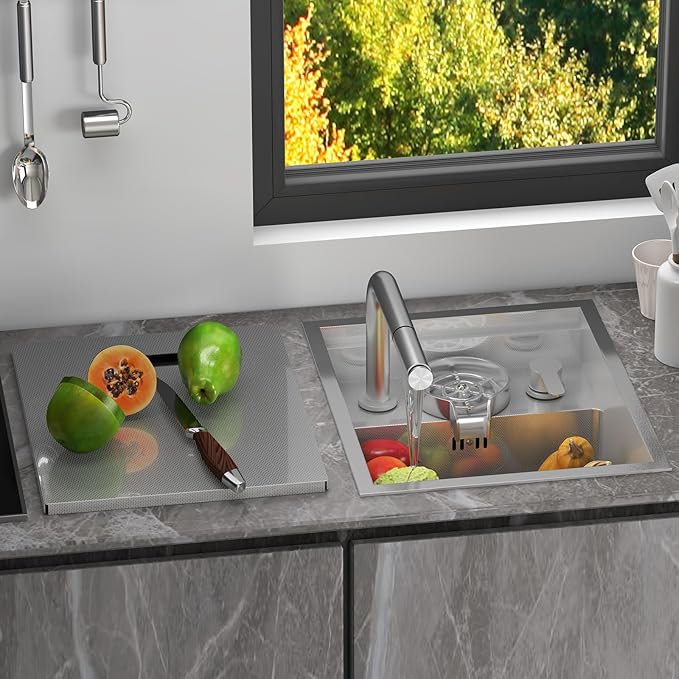 17.72 x 14.96 inch Bar Sink 11 Gauge Handmade Stainless Steel Wet Sink Topmount Small Kitchen sink Sinagle Bowl With Brushed Finish for Outdoor RV and Prep Use
