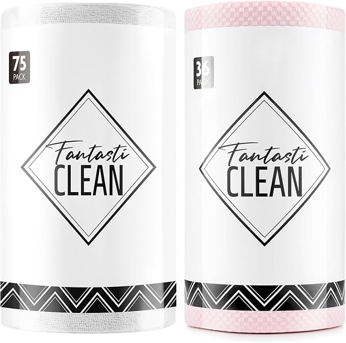 Fantasticlean Tear-Away Microfiber Cleaning Cloth Roll, Reusable Washable Kitchen Towels, Super Absorbent Dish Cloths