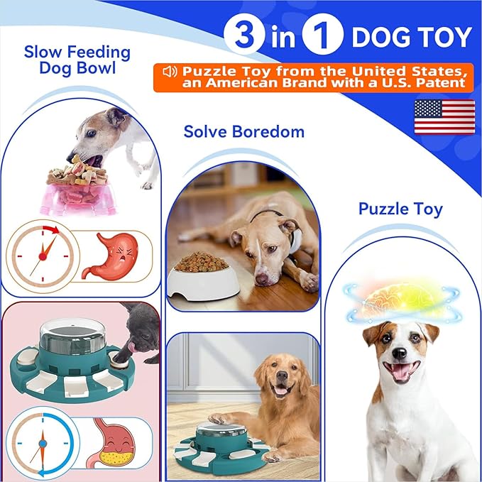 KADTC 2 Levels of Challenge - Dog Puzzle Feeder Toy - U.S. Brand - Design Push-to-Release Treat Dispenser for Small Medium Large Dogs Boredom Buster, Puppy Mental Stimulation Enrichment Puzzles Toys