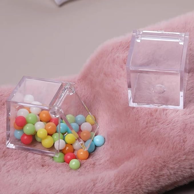 Acrylic Hinge Lid Box Clear Display Box with Lid Clear Acrylic Small Multipurpose Storage Box for Keepsakes, Jewelry, Trinkets