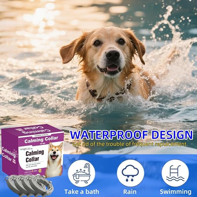 Calming Collar for Dogs 4 Packs,Dog Collars for Stress & Anxiety Relief Lasts 60 Days,Adjustable Dog Pheromone Calming Collars, Fit Small, Medium, and Large Dogs (25'' Length)