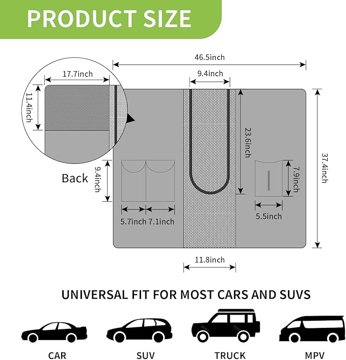 Dog Car Net Barrier for SUVs, Pet Barrier with Adjustable Rope and Storage Bag, Dog Fence Barrier for Car Front Seats, Car Divider for Driving Safely with Children & Pets