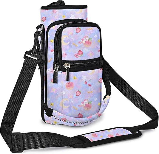 AUPET Water Bottle Sling Bag Sleeve Holder Carrier 25/32/40/64 oz,Insulated Crossbody Water Bottle Case Cover with Strap and Pockets for Men/Women Walking Hiking