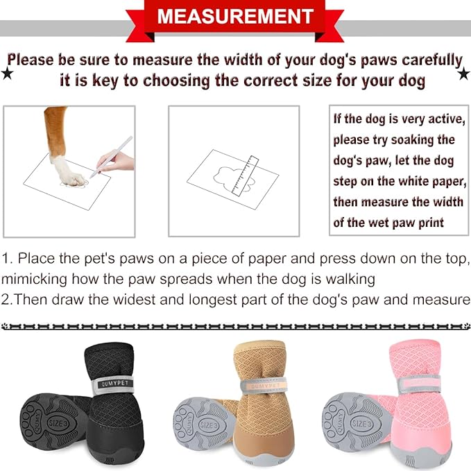 QUMY 4PCS Dog Shoes for Small Dogs, Hot Pavement Summer Puppy Dog Boots & Paw Protectors with Soft Anti-Slip Rubber Sole, Mesh Breathable Dog Booties for Hardfloors, Walking Running Khaki Size 5