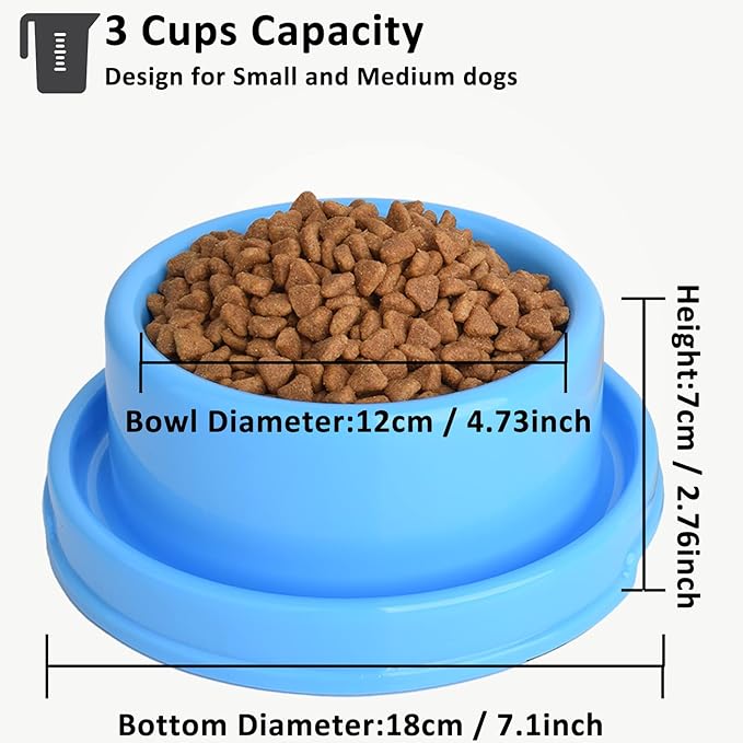 2pcs Dog Bowls Pet Cat Puppy Food Bowls Plastic Round No Spill Water Food Feeder Dish Colorful Feeding Eating Bowls