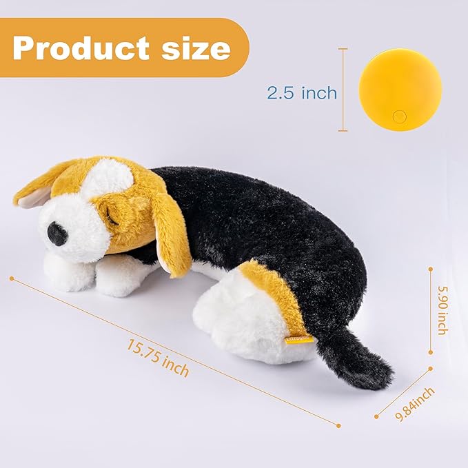 Puppy Toys, Heartbeat Toy for Puppy Dog Anxiety Relief, Heartbeat Stuffed Animal for Comfort Sleep Aid Crate Training Calming Aid, Puppy Essentials Gifts