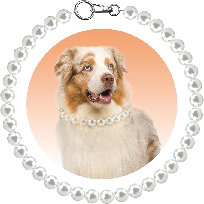KUDES Chunky Pearl Dog Necklace (Beads 20mm),Elegant Classic Super Big Pearl Collar Necklace Accessories for Medium Large Dogs Occasions and Gatherings (White, L(Neck Girth17''-18.5''))