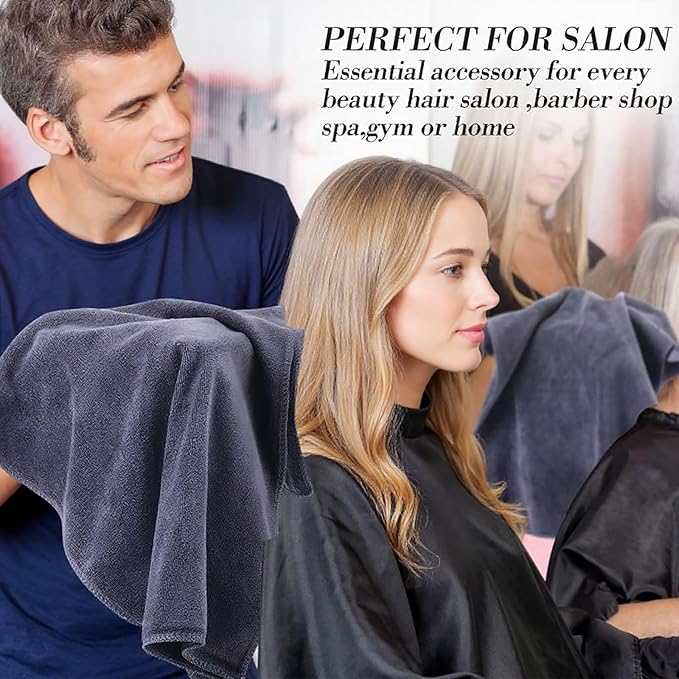 Shimeyao 50 Pack Bleach Proof Towels Microfiber Absorbent Resistant Hair Hand Towels Bulk Quick Dry for Barber Gym Bath Spa Shaving (Grey,Classic)