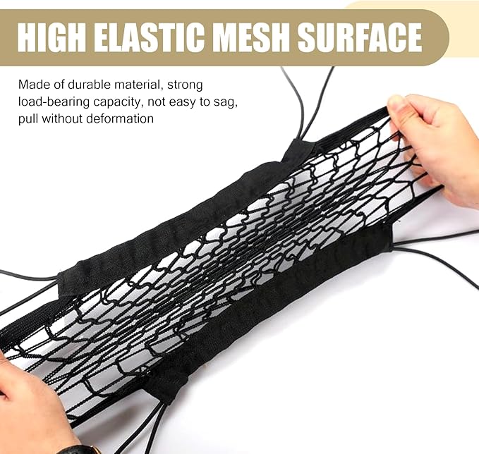 MLY Car Net Barrier with 10.2In Wire, Double Layer 11.4In x 10.2In Car Net Barrier, Between Front Seats and Rear Seats Kid Dog Pet Net Barrier Car Net, Universal for Trucks SUVs Cars (Black)
