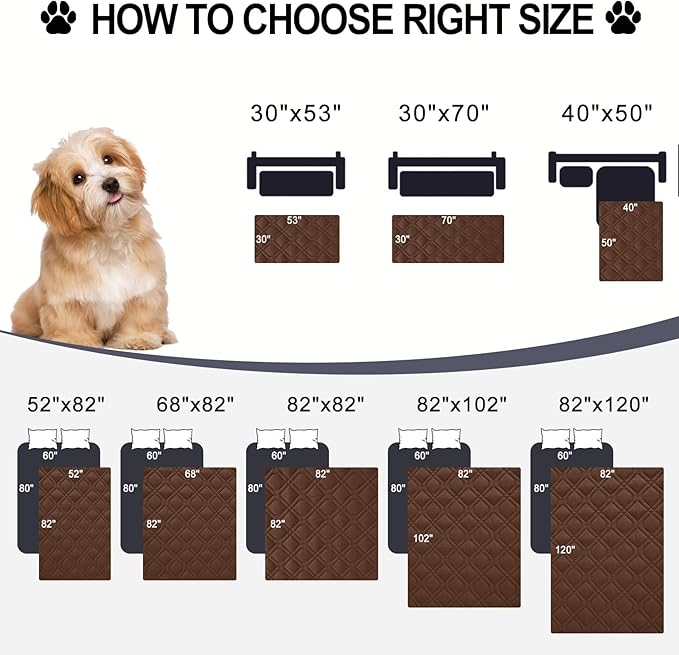 Smiry Waterproof Dog Blanket, 68x82 Inch Soft Pet Bed Cover Reversible, Washable Sofa Couch Furniture Protector for Small Medium Large Dog Puppy Cat, Geometric, Brown/Chocolate