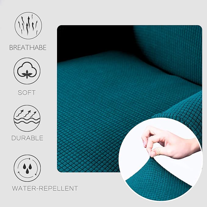 Granbest Premium Water Repellent Wingback Chair Cover 2-Piece High Stretch Jacquard Fabric Wing Back Chair Slipcovers (Wing Chair Cover, Blackish Green)