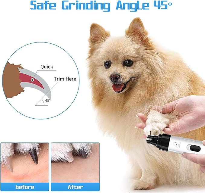 2026 Electric Dog Nail Grinder & Trimmer - Rechargeable, Quiet, Low Vibration Pet Grooming Tool for Small & Large Dogs - Safe Paws Clipper with LED Light for Professional Home Grooming (2Pcs)