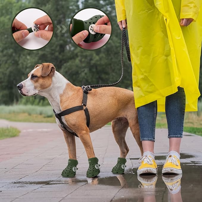 Dog Shoes Breathable Dog Shoe for Hot Pavement, Dog Booties and Paw Protectors, Non-Slip Waterproof Dog Sandals Boots (Green, M: (2.6’’x2.3'')(L*W))