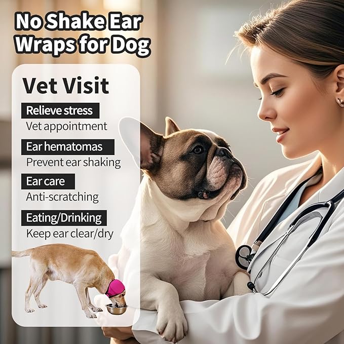 LIANZIMAU Dog Ear Covers for Bath, Swimming & Grooming Water Resistant Dogs Shower Cap Reusable Dog Ear Protection for Noise, Blow Drying Adjustable Ear Wraps for Dogs Bathing Supplies