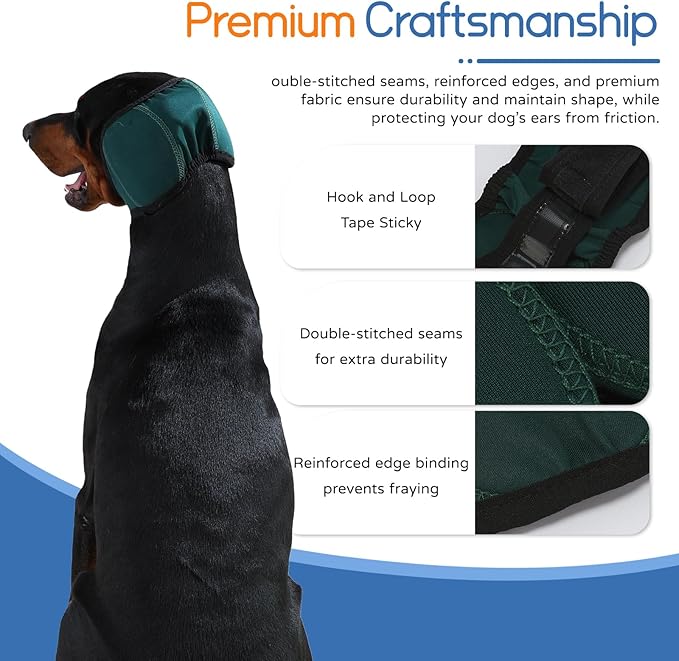 Dog Ear Muffs & Swim Cap and No Shake Ear Wrap for Bathing, Hematoma, Drying & Noise Anxiety Relief - Elastic Waterproof Ear Protection with Calming Hoodie for Grooming
