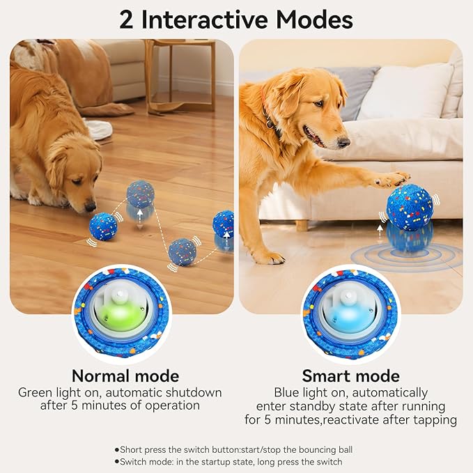 2026 Smart Interactive Dog Toys for Aggressive Chewers, Self Moving Interactive Dog Ball, Automatic Vibrating Toy, E-TPU Material Chew Proof Design for Boredom & Training for Medium and Large Dogs