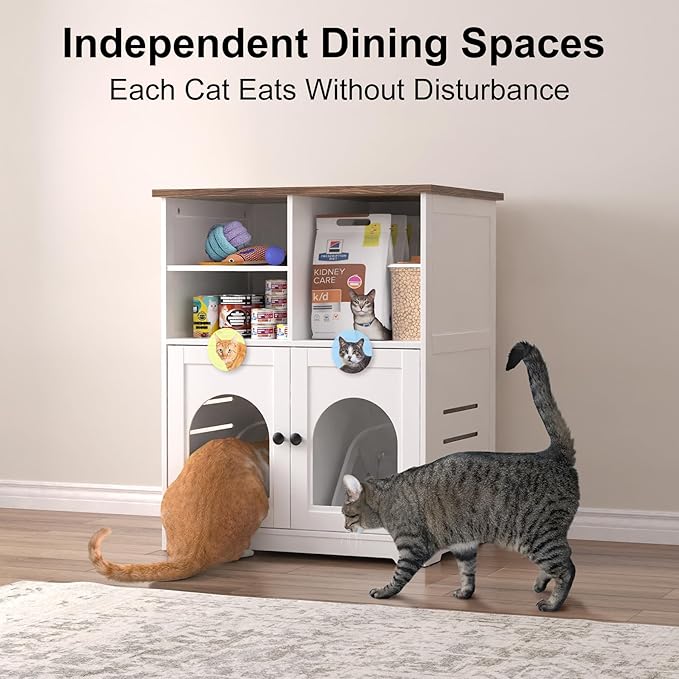 GDLF Cat Feeding Station, Cat Cabinet for Microchip Feeder with Dog-Proof Design, Specially Fits Surefeed & Automatic Pet Feeder for Multi-Pets Home