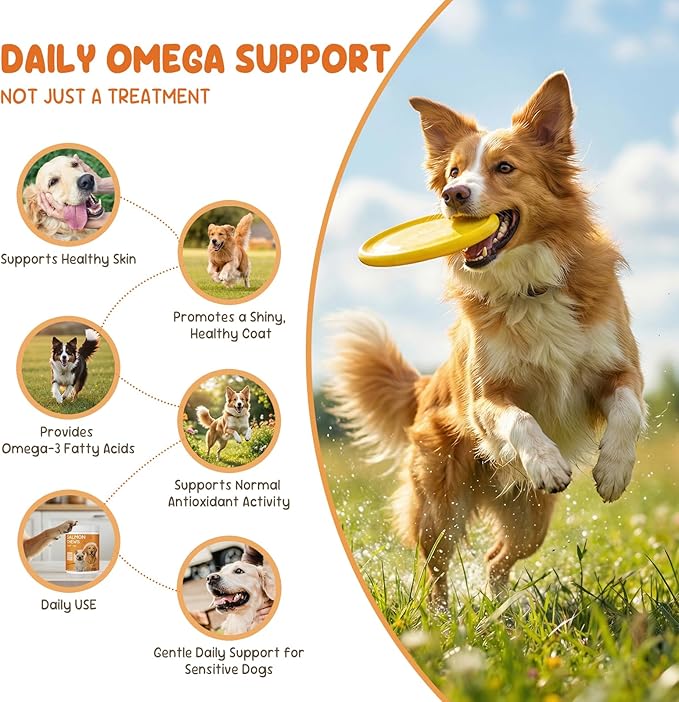 Omega 3 Fish Oil 200 Soft Chews for Dogs with Algae Omega-3, Salmon Oil, Kelp & Biotin | Skin & Coat Support, Comfort for Itchy Skin & Immune Support