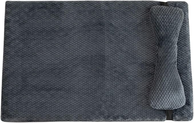 Calming Dog Bed with Pillow, Fluffy Plush Mat with Removable Cover - 4 Sizes for Large Medium Small Dogs & Cats, Machine Washable(Color2,Large)