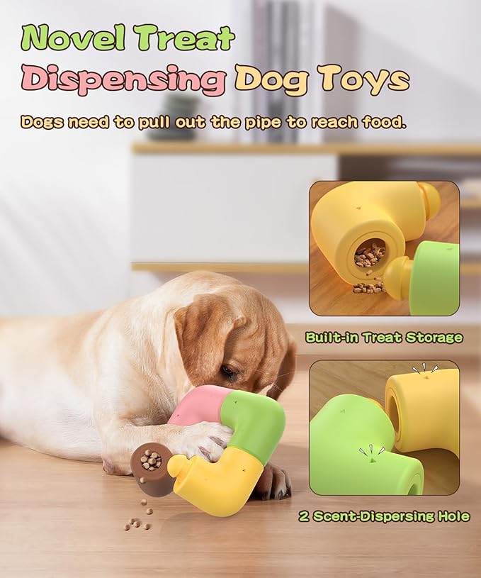 HETOO Dog Puzzle for Large Dogs Enrichment Toys : Aggressive Chewers Smart Dog Toy Interactive Mentally Stimulating Treat Toy to Keep Them Busy- Food Dispenser Toys for Medium Dogs- Pink+ Brown