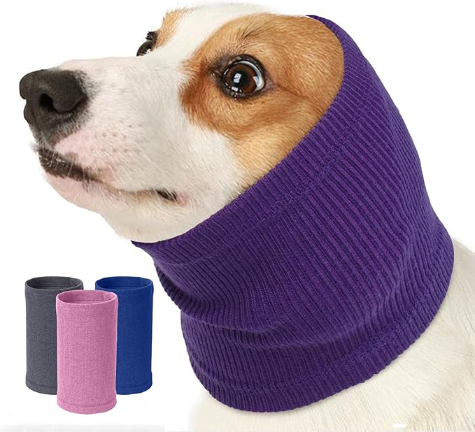 Nanaki Dog Hood Calming Ear Wrap, Quiet Headband Head Cover Dog Snood Doggy Ear Fireworks Muffs, The Grooming and Force Drying Pet Protector for Anxiety Relief Calming Doggy Head Covers for Noise
