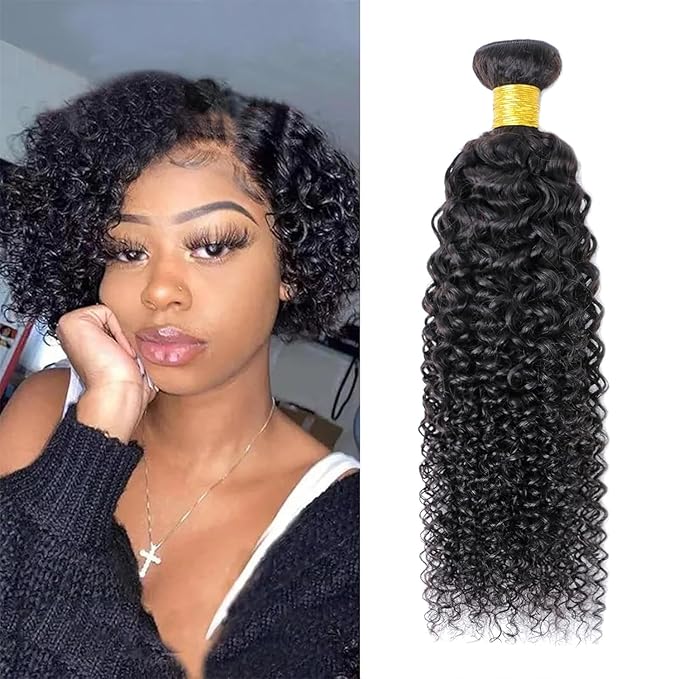 Selina 12 Inch Curly Human Hair Bundles Unprocessed Remy Hair Extensions for Women Brazilian Virgin Hair 100g/Pack Singel Bundle Natural BlacK Color