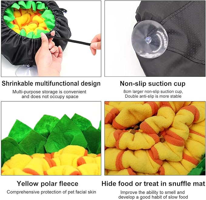 Puzzle Dog Snuffle Mat, Interactive Feed Game for Boredom, Pet Snuffle Feeding Mat,Encourages Natural Foraging Skills for Pets for Smell Training and Slow Eating,Machine Washable
