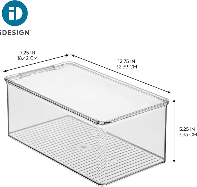 iDesign Stackable Shoe Box with Hinged-Lid for Wedges or Sandals, Set of 2, Clear, Made in USA