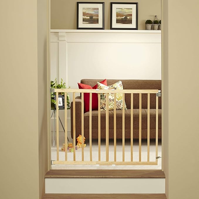 Toddleroo by North States - Stairway Swing Wooden Baby Gate: Wood Baby Gate for Stairs - Adjustable 28 to 42 Inches Wide - 30 Inches Tall
