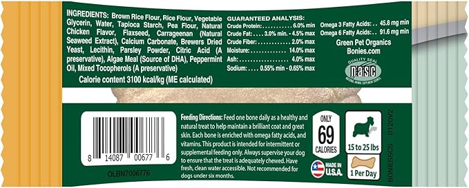 Bonies Natural Skin & Coat Formula Small-Sized Single Bone - Promote Silky Coat & Healthy Skin, Healthy Teeth & Fresh Breath, Low Calories - Chicken Flavor, Small Dog, 1 Bone