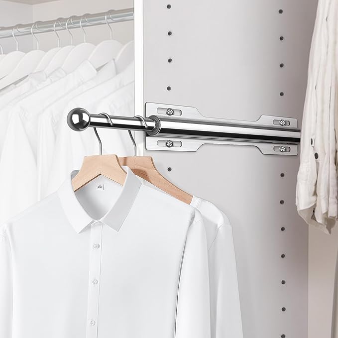 FIRJOY 12" Valet Rod for Closet Pull Out (1 Pack, Chrome)