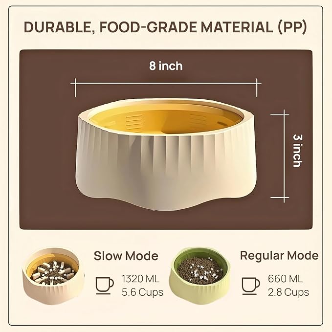 2-in-1 Convertible Slow Feeder Dog Bowl, Regular and Slow Mode for Fast Eaters, Anti-Bloat, Interactive Puzzle, Non-Slip for Small Medium Large Breed Dogs, Cats, Puppies, Pets, Coral Pink