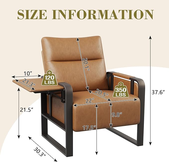 Brown PU Leather Accent Chairs Set of 2 with Side Table Modern Upholstered Armchair Leisure Side Chairs for Living Room Bedroom Office