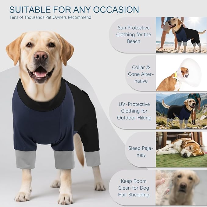 ROZKITCH Dog Sun Cooling Shirt with Long Sleeves, UV Resistant & Cooling Shirt for Hot Weather, BlueBlack, 4XL